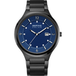 Montre BERING Solar avec boîtier gris foncé, cadran bleu et bracelet assorti, vue de face