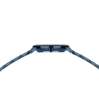 Square-cased wristwatch model 14442-797 with blue linked band, viewed from top showing case and lugs