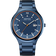 BERING Solar wristwatch with blue dial, white hour markers, date window, and blue stainless steel bracelet