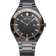 BERING SOLAR wristwatch with gunmetal case and bracelet, black dial with white markers, orange hands, and date window