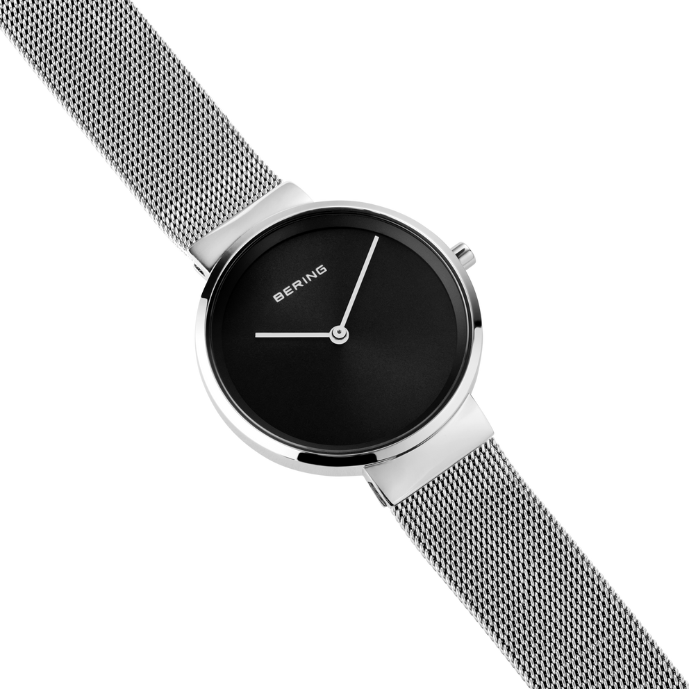 Mini mesh Horloge zwart zilver