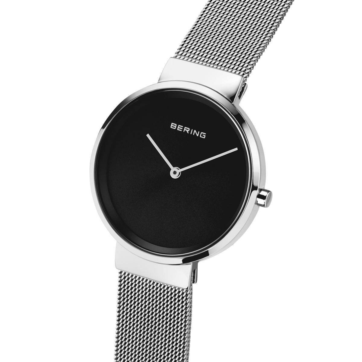 Mini mesh Horloge zwart zilver