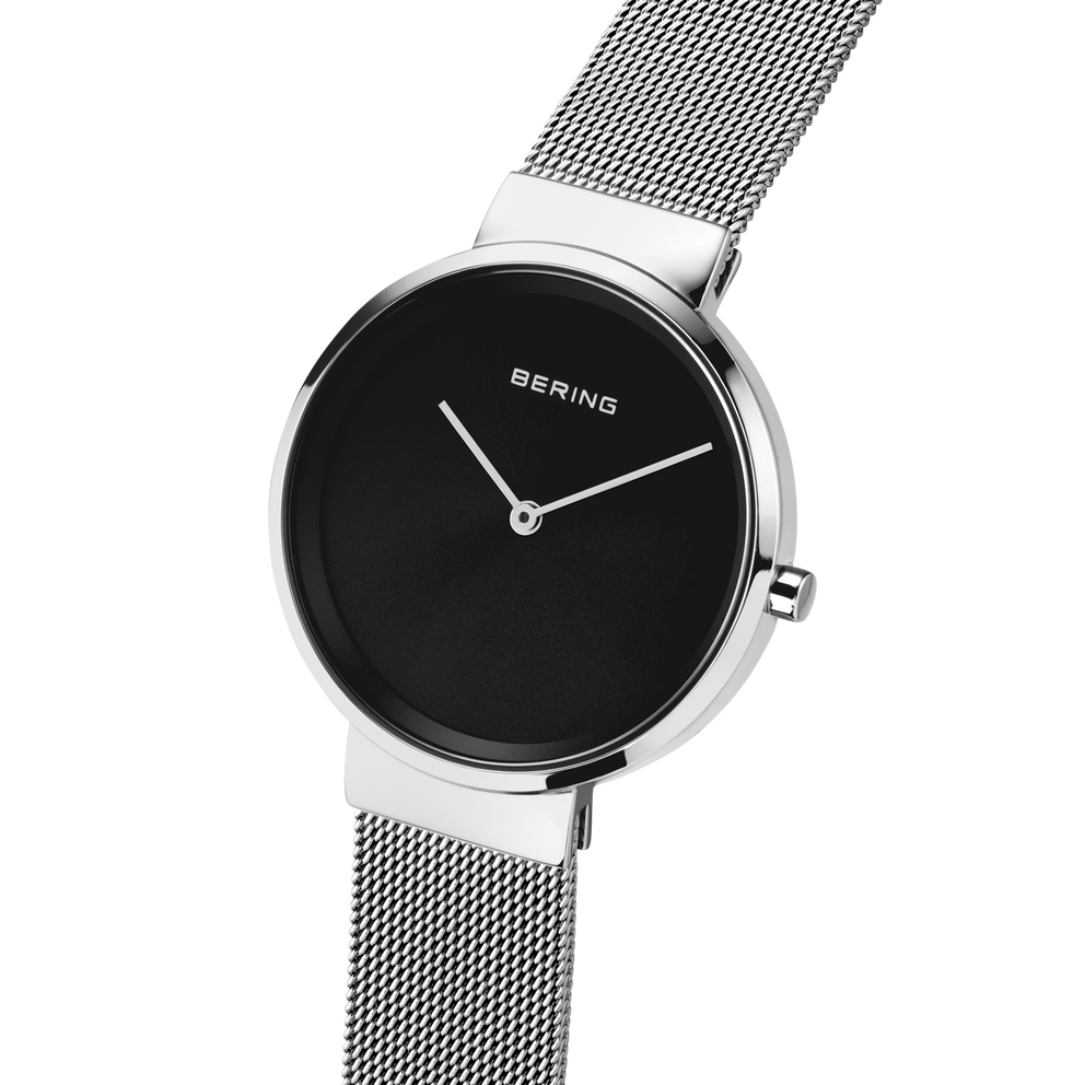 Mini mesh Horloge zwart zilver