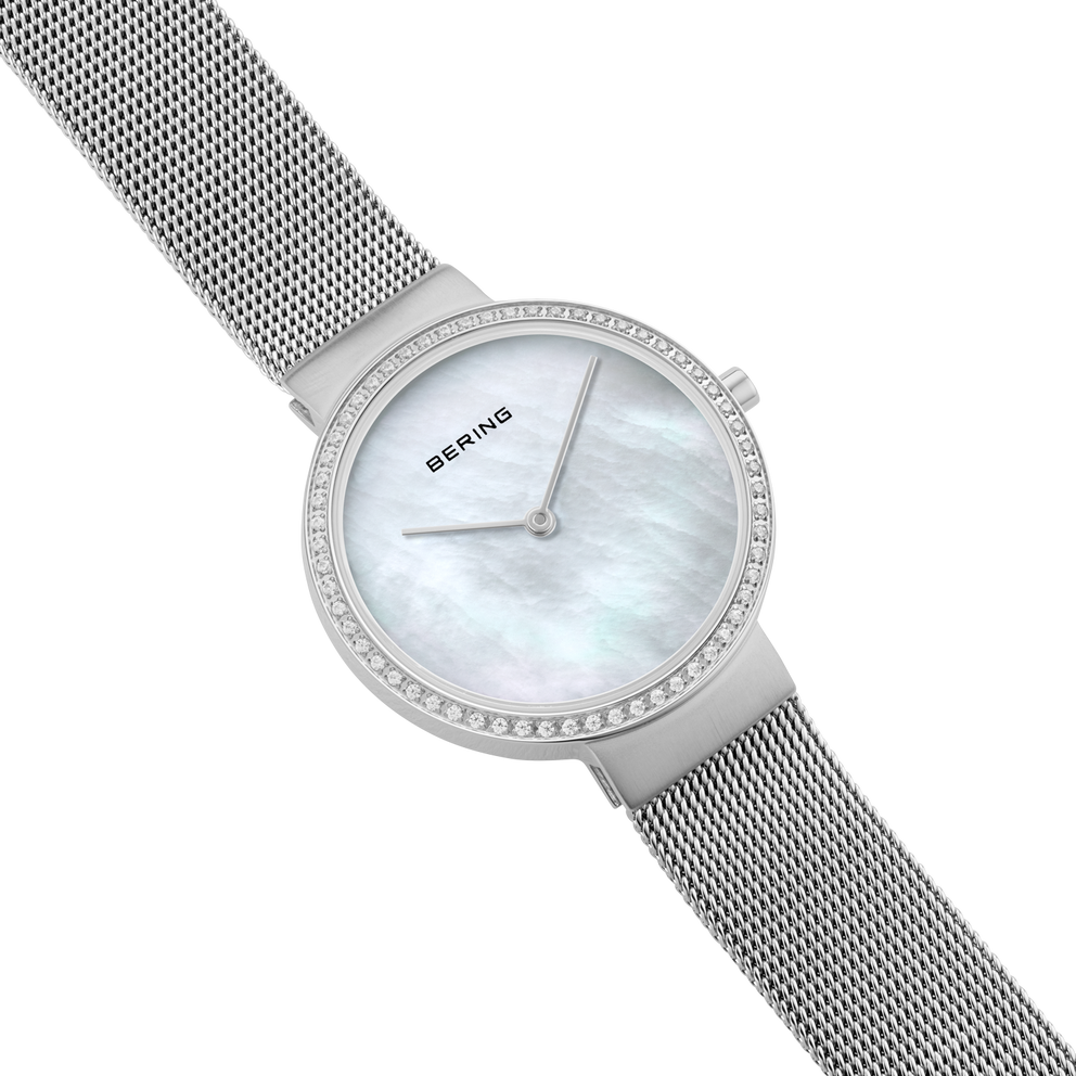 Mini Mother of Pearl Sparkling Watch White