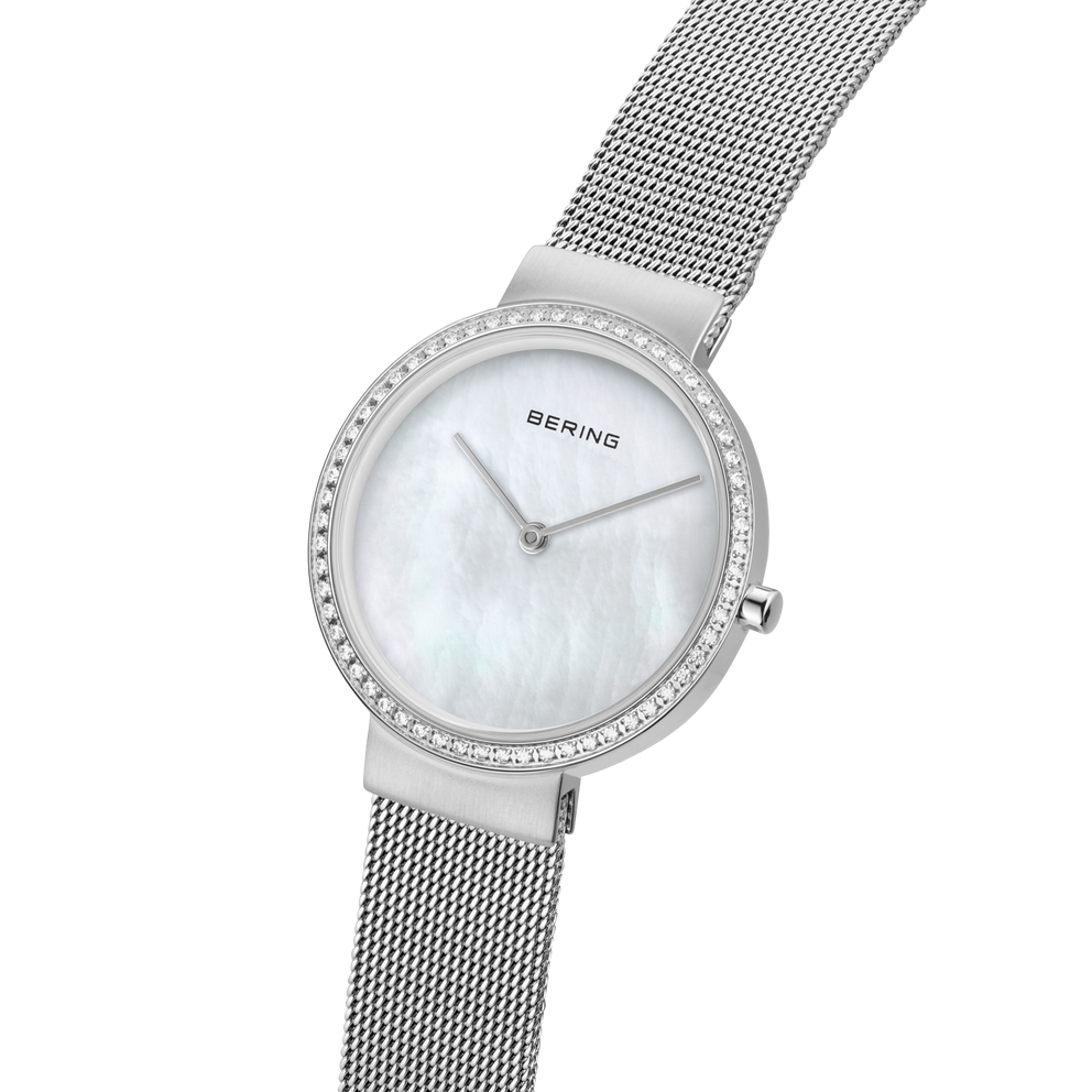 Mini Mother of Pearl Sparkling Watch White