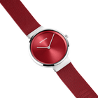 Mini Sunray Mesh Watch Red Silver