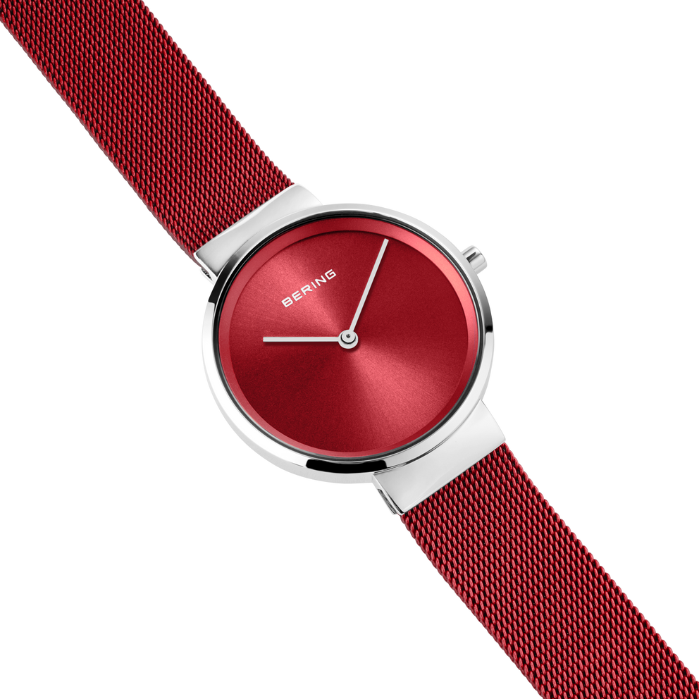 Mini Sunray Mesh Watch Red Silver