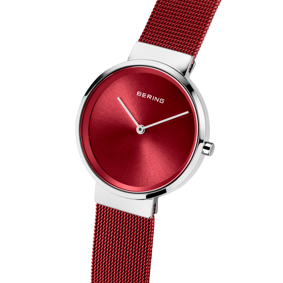 Mini Sunray Mesh Watch Red Silver