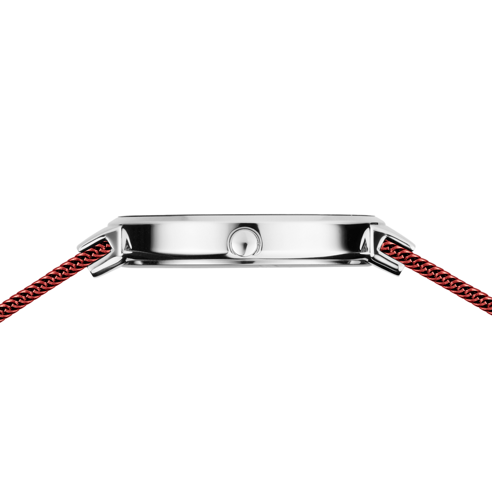 Mini Sunray Mesh Watch Red Silver