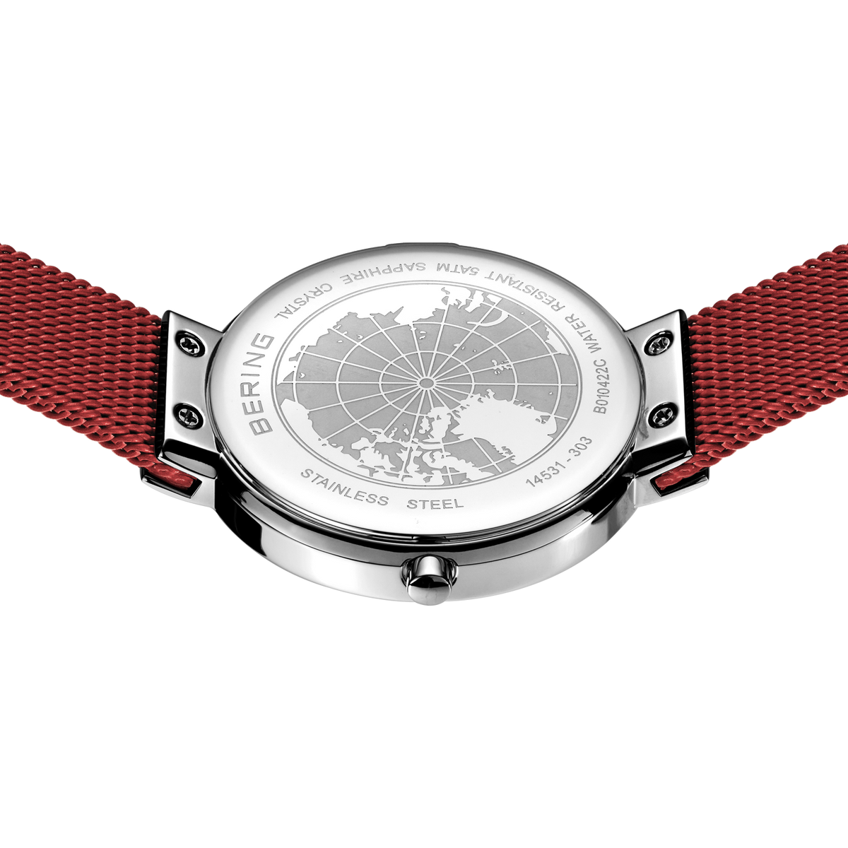 Mini Sunray Mesh Watch Red Silver