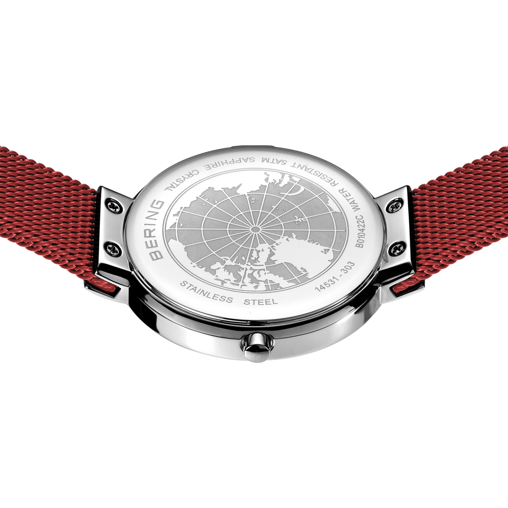 Mini Sunray Mesh Watch Red Silver