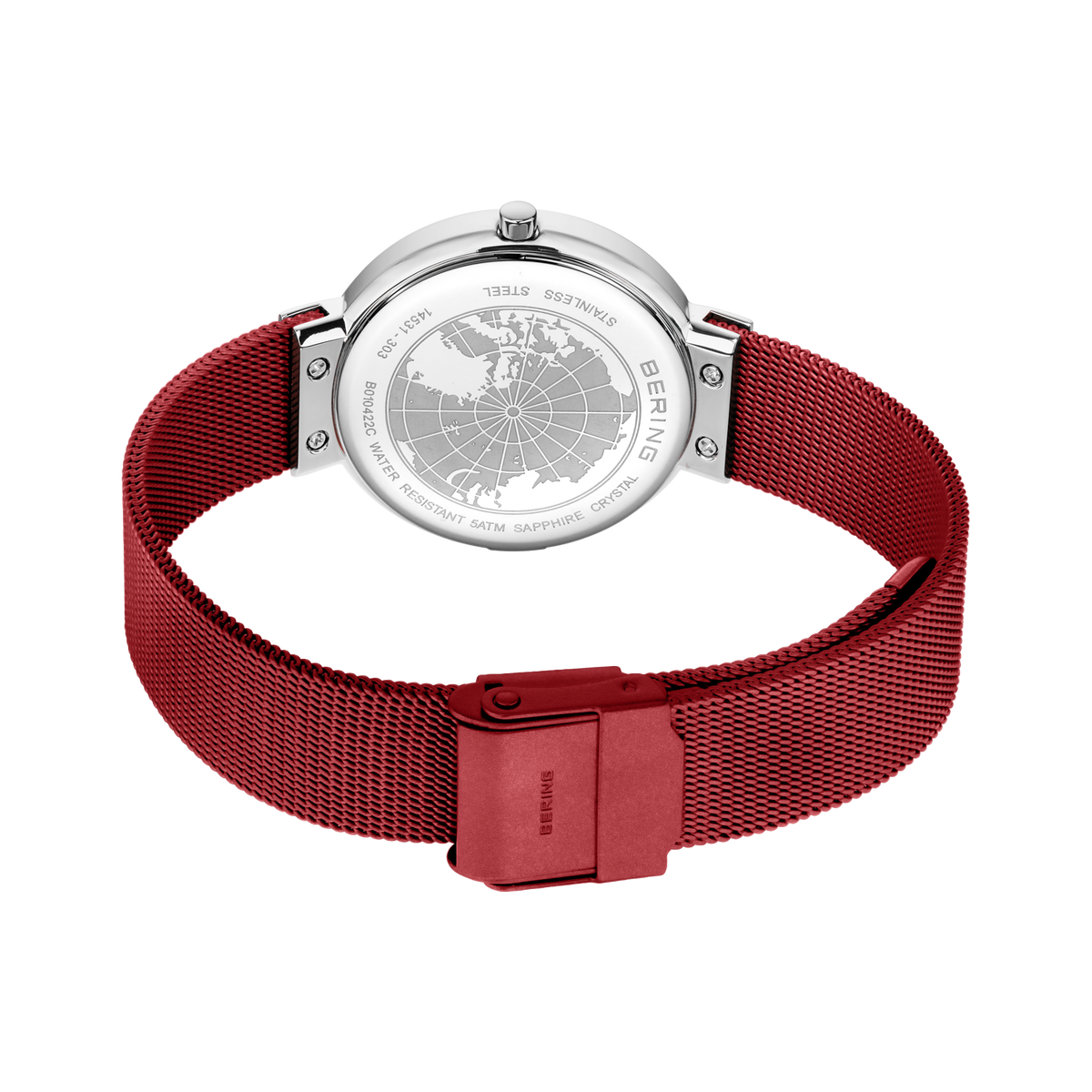Mini Sunray Mesh Watch Red Silver