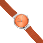 Reloj Mini esfera sunray malla naranja y plateado