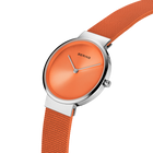 Reloj Mini esfera sunray malla naranja y plateado