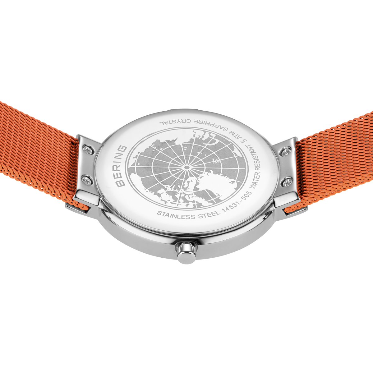 Reloj Mini esfera sunray malla naranja y plateado