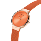 Reloj Mini esfera sunray malla naranja y oro rosa