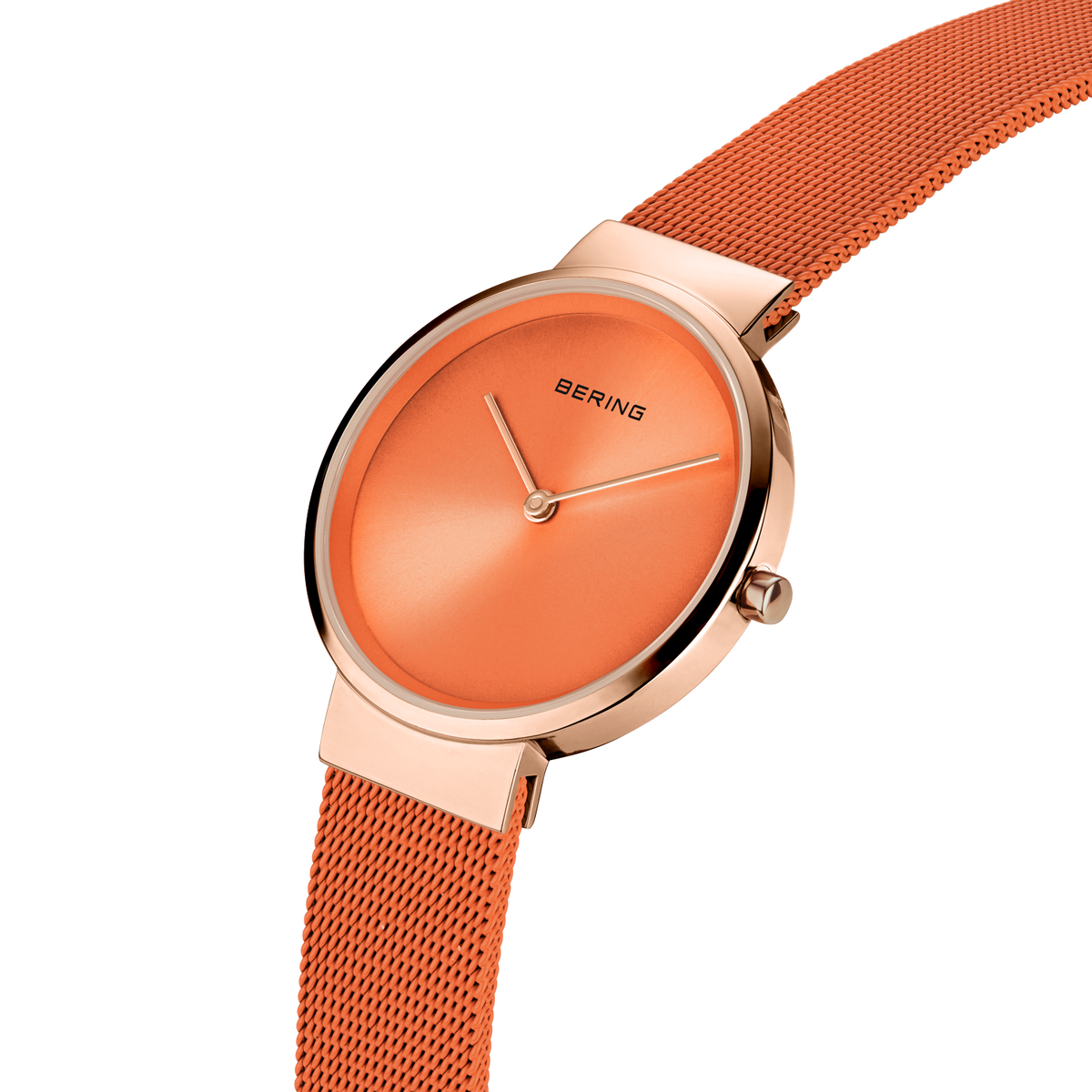 Reloj Mini esfera sunray malla naranja y oro rosa