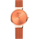 BERING watch with coral dial and metal mesh band, front view