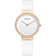 Orologio BERING con cassa rotonda oro rosa, lunetta con cristalli, quadrante bianco e cinturino bianco