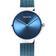 Reloj de pulsera BERING con caja redonda acero pulido, esfera azul radiante, agujas blancas y pulsera malla azul