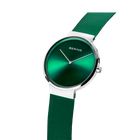 Orologio BERING con quadrante verde sfumato e lancette bianche su cinturino in tessuto verde intrecciato