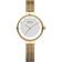 BERING Solar wristwatch with round gold-toned case, light gray dial, and matching mesh bracelet