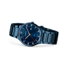 BERING horloge marineblauw met donker wijzerplaat en schakelbandjes, zijzicht