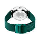 BERING horloge met globuswijzerplaat en turquoise mesh band, bovenaanzicht