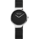 BERING watch with silver round case, black dial, and black mesh band, viewed front-on