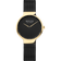Round gold-toned BERING watch with black mesh band and minimalist black dial