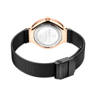 BERING wristwatch model 15531-262, shown from caseback angle. Rose gold case, black mesh band.