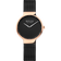 Round-cased BERING wristwatch with rose-gold finish, black dial, and woven metal band