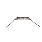 Rechteckiges silbernes Uhrengehäuse mit BERING-Logo und zugehörigem silbernem Gliederarmband, horizontal ausgestreckt.