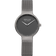 Graue BERING Armbanduhr mit minimalistischem Zifferblatt und passendem Mesh-Metallband.