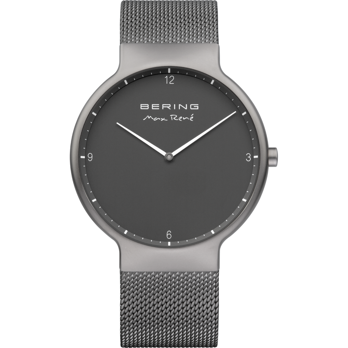 Orologio da polso BERING argentato con quadrante grigio scuro e bracciale mesh.