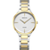 Orologio da polso bicolore con braccialetto argento e oro, quadrante bianco e design minimalista