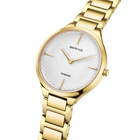 Orologio BERING tonalità oro con quadrante bianco, marcatura Diamond e braccialetto a maglie coordinato.