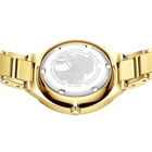 Retro di orologio da polso dorato con bracciale a maglie e fondello inciso bianco