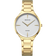 Orologio BERING tono oro con quadrante bianco, tre lancette, marcatore diamante e bracciale a maglia.