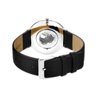 BERING armbåndsur 15739-404 set bagfra, hvidt ur og sort læderrem med beige indre side