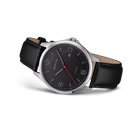 Titanium Date Numerical Leather Watch Black