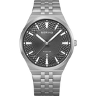Reloj BERING de acero inoxidable con esfera oscura, pulsera de malla e índices blancos