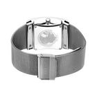 Watch case back with engraved map design and mesh band