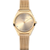 BERING wristwatch with champagne dial, gold case, and fine mesh band, front view