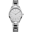 Stainless steel wristwatch with round textured dial and two-tone bracelet