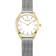 Orologio BERING Solar con cassa champagne, quadrante bianco, lancette dorate e cinturino a maglie d'acciaio