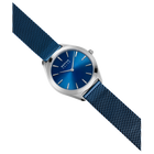 Orologio da polso BERING con cassa argentata e quadrante blu, con cinturino in tessuto blu scuro
