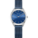 Orologio da polso BERING Solar con cassa argento, quadrante blu e cinturino mesh blu, fotografato frontalmente.
