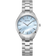 Orologio da polso in acciaio inossidabile color argento con quadrante azzurro e marchio BERING SOLAR