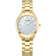 Orologio elegante color oro con quadrante blu pallido, lancette argentate e marchio BERING SOLAR